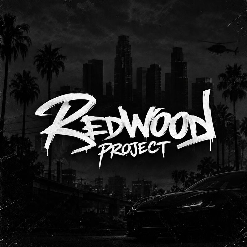Logotipo de Redwood Project sobre el skyline de Los Santos